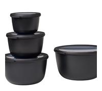 Mepal - Ensemble de 4 Bols Multifonctions Cirqula Rond - Boîtes Conservation Alimentaire avec Couvercle - Convient pour le Réfrigérateur, Micro & Congélateur - 500, 1000, 2000, 3000 ml - Nordic black