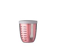 Mepal Pot à fruits et légumes Ellipse - Récipient à fruits - Idéal pour les fruits et légumes en déplacement - Boîte à fruits avec fourchette et passoire - 600 ml - Rose nordique