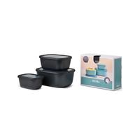 Mepal – Ensemble 3 bols Cirqula Rectangulaire – Boîtes hermétiques 750/1500/3000 ml – Nordic black