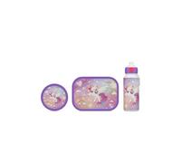 Mepal - Set Déjeuner Campus - Set de Déjeuner enfants, Bouteille Pop-Up, Panier-Repas et Boîte à Fruits - Set de Déjeuner pour l'École - Lavable au lave-Vaisselle - 400, 750 et 300 ml - unicorn Glow