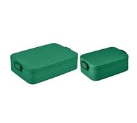 Mepal Take a Break Lot de 2 boîtes à déjeuner à emporter pour 2 à 4 sandwichs ou 4 à 8 tranches de pain Idéal pour la préparation des repas Boîte alimentaire avec séparateurs Vert vif