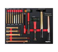 Mephisto Insert de servante d'atelier Pro Line avec marteau, fer à levier, marteau en plastique, traversants, burin à incrustation souple, aspect carbone