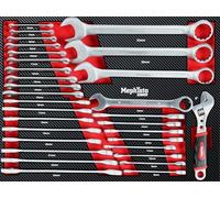Mephisto Kit d'outils Pro Line - Insert de chariot d'atelier avec jeu de clés mixtes ourche, clé polygonale liquet, clé à molette en incrustation souple aspect carbone