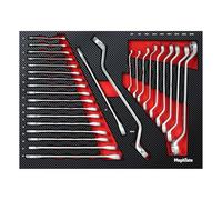 Mephisto Kit d'outils Pro Line - Insert de chariot d'atelier - Clé polygonale double coudée - Jeu de 40 clés mixtes - Métrique, avec incrustation souple aspect carbone