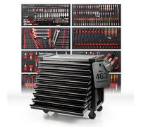 Mephisto Pro-Line Chariot à Outils Big Black avec 9 tiroirs et Outils tels Que Tournevis VDE, cliquet avec boîte à Douilles, Jeu de Tournevis, etc. en incrustations Souples en Carbone Lock