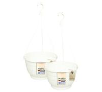 MePla - 2 Pièce Feux Comète - Résistant aux Intempéries Récipient de Plantes Aux UV Arrangement Floral - Cache-Pot - ø25 CM - Blanc