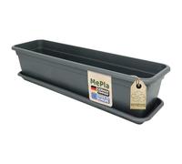 MePla - Balconnière Balcon 100 CM + Dessous De - Anthracite - Bac à Fleurs - Cache-Pot - Jardinière en Résistant aux Intempéries Résistant Aux UV Plastique