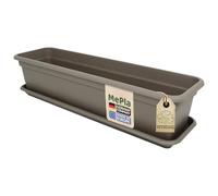 MePla - Balconnière Balcon 60 CM + Dessous De - Taupe - Bac à Fleurs - Cache-Pot - Jardinière en Résistant aux Intempéries Résistant Aux UV Plastique