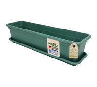 MePla - Balconnière Balcon 80 CM + Dessous De - Vert - Bac à Fleurs - Cache-Pot - Jardinière en Résistant aux Intempéries Résistant Aux UV Plastique