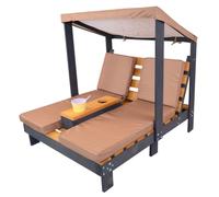 Meppi Chaise Longue Double pour Enfants Bornholm en Bois avec Porte-gobelet et Protection Solaire, pour Jardin