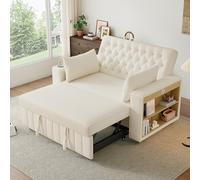 Merax Canapé-lit 2 Places avec Fonction de Sommeil, canapé-lit Pliable Moderne 3 en 1 avec Dossier réglable, Port de Charge USB, étagère latérale et Porte-gobelet, Chenille, Beige