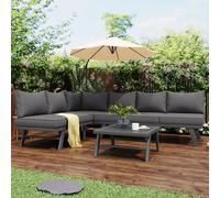 Merax Gartenlounge-Set 6-Sitzer Gartenmöbelarnitur aus Aluminium,3-Plg. Balkonmöbel Set mit 2 Sofas und 1 Tisch,Garten-Garnissur mit Kissen, Grau