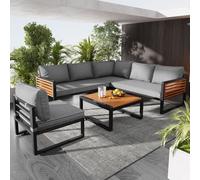 MERAX Gartenlounge-Set Outdoor Balkonmöbel GartengarniturGartenlounge, 5 p., Balkonset mit 2 2-Sitzer-Sofa, 1 Eckofa, 1 Stuhl & 1 Couchtisch