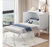 Merax Lit Escamotable 90 x 200 cm, avec Sommier à Lattes, Lit Mural pour Adolescents et Adultes, Blanc (sans Matelas)