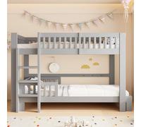 Merax Lit mezzanine modulaire 2 en 1 pour enfant 90 x 200 cm - Peut être combiné librement comme lit d'angle en L ou 2 lits simples, en bois massif avec protection contre les chutes, sommier à lattes