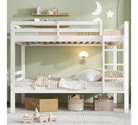 Merax lit superposé lit d'enfant 90x200 cm avec échelle d'angle et sécurité anti-chute, lit d'adolescent divisible en 2 lits simples en bois de pin, blanc