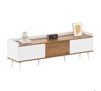 Merax Meuble TV Moderne Armoire Télé en Bois et Blanc, 160 x 39 x 49,5 cm avec 3 Portes pour Salon