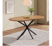 Merax Table à Manger Ovale 120x80 cm Design Moderne en Bois Naturel et Pieds Métal Noir - 4 à 6 Personnes