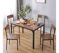 Merax Table de cuisine avec chaises, table à manger avec 4 chaises, ensemble de salle à manger pour salle à manger, salon et balcon, marron vintage
