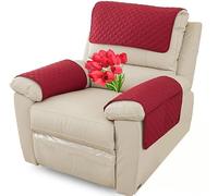 MeRcri Housse D'appui-Tête pour Meubles, Housse D'accoudoir, Canapé 2/1/3 Places avec Accoudoirs Housse de Protection pour Appuie-Tête de Chaise Inclinable (Color : Rouge, Size : 3 Pieces(1xpocket))