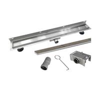 Mereo - Gouttière murale en inox, avec grille Tile, 80x7 cm CZ182