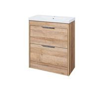 Mereo Vigo - Meuble avec lavabo, 51x57x44 cm, 2 tiroirs, chêne Riviera CN321