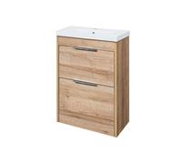Mereo Vigo - Meuble avec lavabo, 51x72x40 cm, 2 tiroirs, chêne Riviera CN320