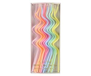 Meri Meri Swirly Lot de 20 grandes bougies non parfumées pour gâteau 12,7 cm de haut