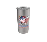 Merica Baseball Dabbing 4th of July Patriotic American Flag Gobelet isotherme en acier inoxydable double paroi