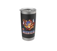 Merica Cat 4th of July Funny Kitten Patriotic American Flag Gobelet isotherme en acier inoxydable double paroi
