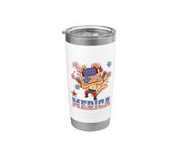 Merica Cat 4th of July Funny Kitten Patriotic American Flag Gobelet isotherme en acier inoxydable double paroi