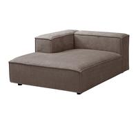 Vente-unique - Méridienne avec accoudoir Gauche en Tissu Chenille Taupe RUZOLO
