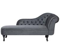 Méridienne Chesterfield côté droit en velours gris NIMES