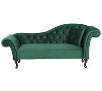 Beliani Méridienne Chesterfield en Velours Salon Bureau Bibliothèque Vert Foncé Lattes