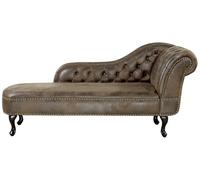 Chaise Longue Côté Droit Méridienne en Cuir PU Imitation Daim Marron Chic Nimes