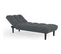 IDMARKET Méridienne clic clac capitonnée SALOME 80 x 180 cm en tissu gris anthracite