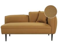 Méridienne Côté Droit en Tissu Bouclé Jaune Moutarde Bois d'Eucalyptus avec Orei