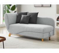 Vente-unique - Méridienne Droite Convertible en Tissu Gris Clair avec Coffre de Rangement Penelope
