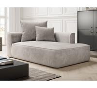Vente-unique - Méridienne Droite en Velours côtelé Beige PINETA