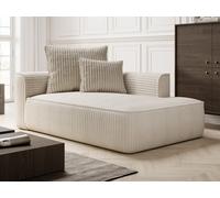 Vente-unique - Méridienne Droite en Velours côtelé Grosses côtes Beige PINETA