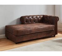 Vente-unique - Méridienne Gauche Chesterfield en Microfibre Aspect Cuir Vieilli SHIREL
