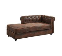 Vente-unique Méridienne Chesterfield SHIREL en microfibre aspect cuir vieilli Gauche