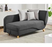 Vente-unique - Méridienne Gauche Convertible en Tissu Anthracite avec Coffre de Rangement Penelope