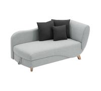 Vente-unique Méridienne gauche Penelope convertible en tissu gris clair avec coffre de rangement