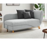 Vente-unique - Méridienne Gauche Convertible en Tissu Gris Clair avec Coffre de Rangement Penelope