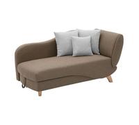 Vente-unique Méridienne PENELOPE gauche convertible en tissu marron avec coffre de rangement