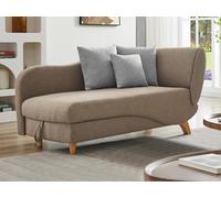 Vente-unique - Méridienne Gauche Convertible en Tissu Marron avec Coffre de Rangement Penelope