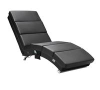 Casaria Méridienne London Chaise longue d’intérieur design avec fonction de massage chauffage Fauteuil relax salon noir