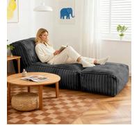 Méridienne modulaire convertible avec soutien ergonomique 3 zones, housse amovible en flanelle gris foncé 160 × 79 × 66 cm - UVRION