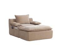 Méridienne relax 1 place WUVWAY en chenille 70 x 113 x 81 cm avec 4 coussins, porte-gobelet et poche kaki clair